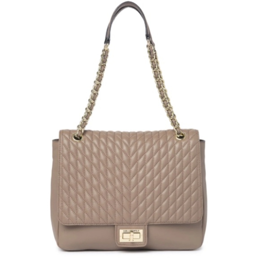 large karl lagerfeld agyness bag dark taupe